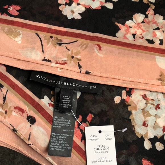 White House Black Market Flowered Scarf. NWT!! - Picture 3 of 3